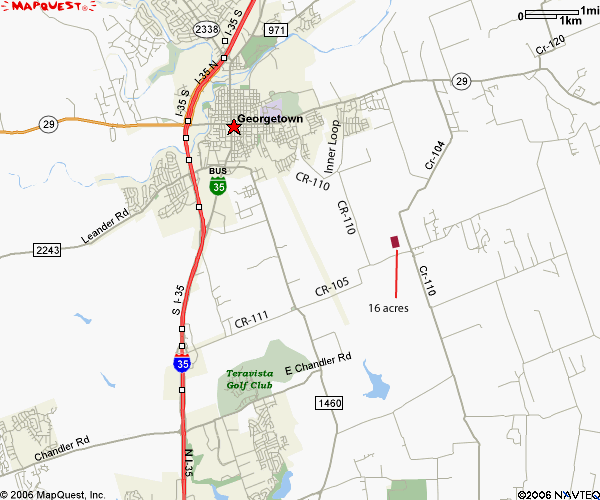 Map of the Georgetown/Round Rock area showing location of land