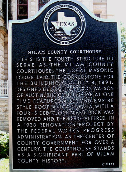 Photo of Historical Marker in front of the Cameron courthouse
