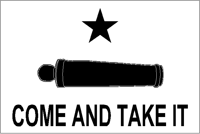 Photo of the Come and Take It flag that once flew during the Texas revolution