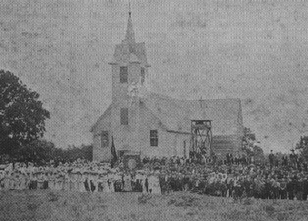 Photo of original Bremond Texas Catholic Church completed in 1879