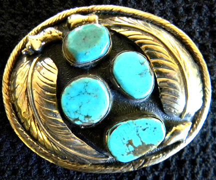 Photo of Native American Indian Turquoise Belt Buckle