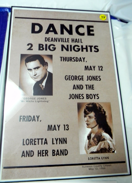 Poster of bands that played at Hermann Hall in Deanville Texas in 1966